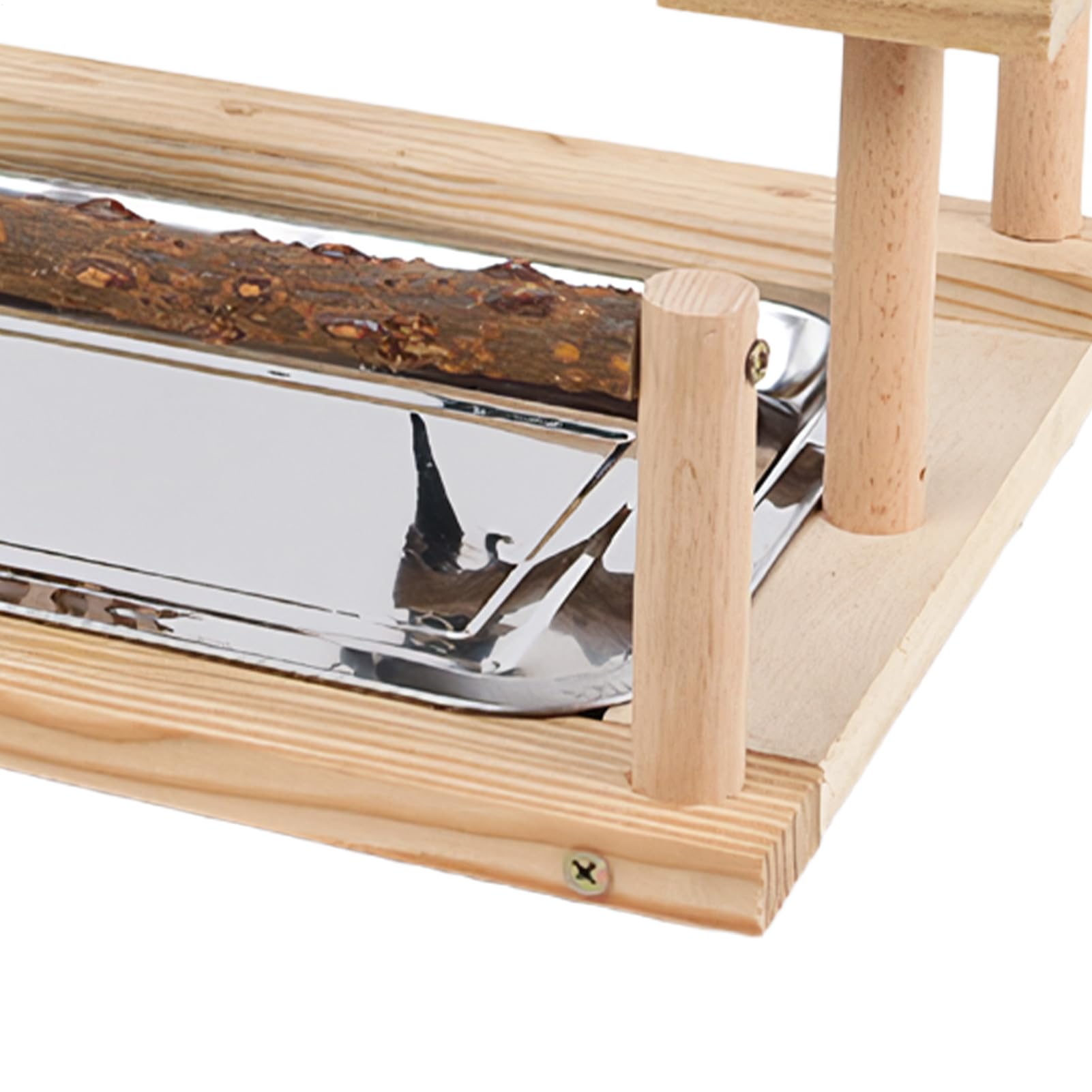 Stand de Juego para Aves Percha de Juego de Madera | Soporte De Perchas Para Aves Con Tazón Y Bandeja De Acero Inoxidable Para Cotorras Pinzones Agapornis Entrenamiento