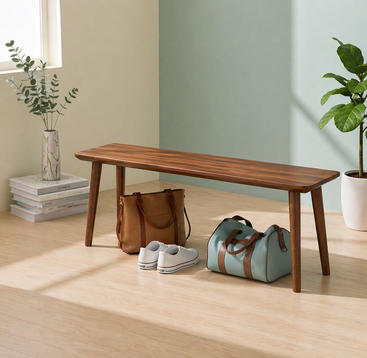 60cm Long Living Room Benches - Wooden Upholstered Seating for Home & Office - Solid Wood Bench for Dining Table - Indoor/Outdoor Seating (60 x 30 x 45)-image-10