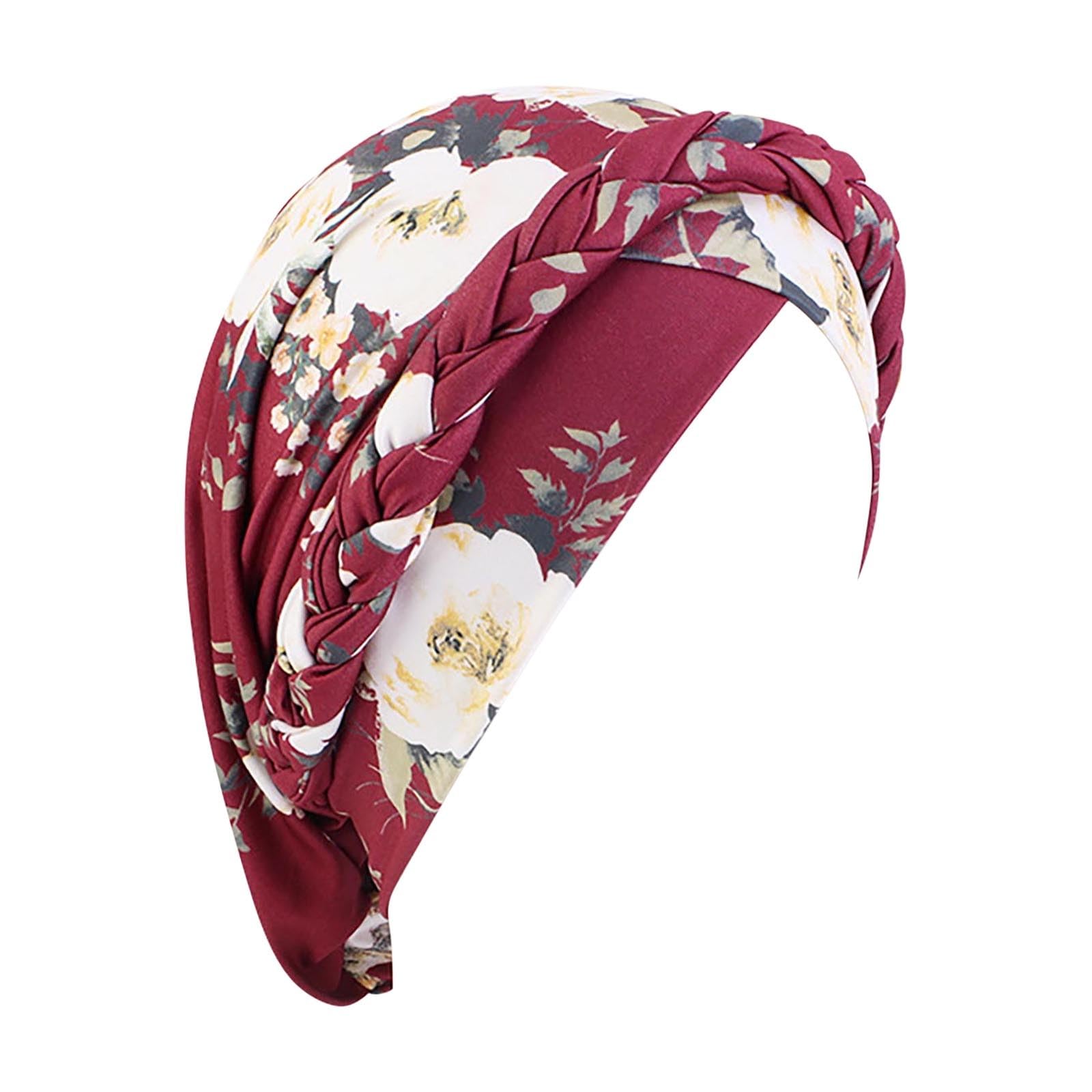 SRTUMEY Gorro para mujer, turbante floral trenzado, turbante para la cabeza, pañuelo para la cabeza, gorro cubierto para el cabello