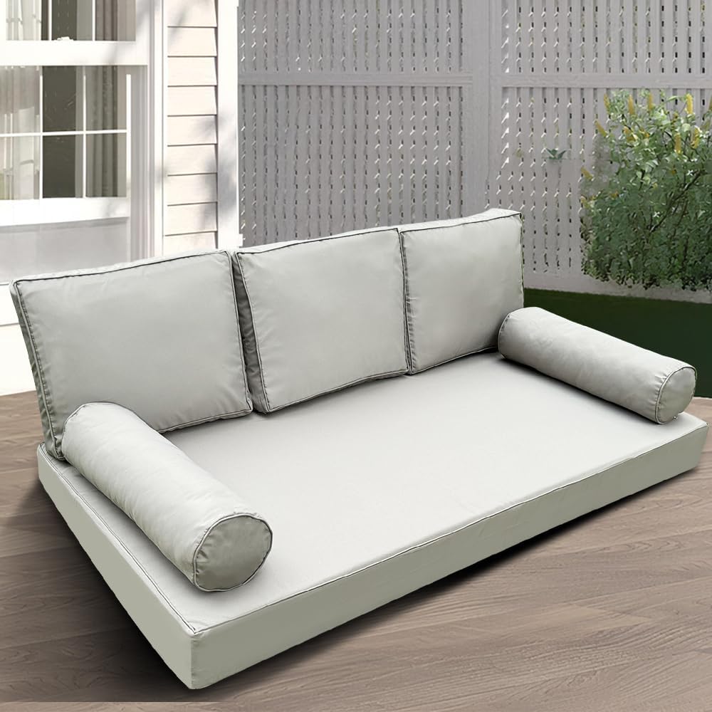 Outdoor Daybed Cushion Cover Twin,Daybed Mattress Bolster Pillow Fitted Sheet Cover,Twin Size Outdoor Daybed Cushion Cover（Cover ONLY Size 6" D x 75" W x 39" H,Dark Gray