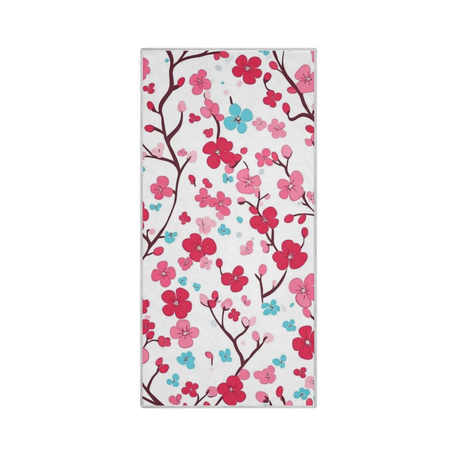 Yoogain Red Turquoise Floral Pattern Flat Vector Style Microfiber spa Towels Quick Dry Towel Hand face washcloths Absorbent Gym Towels Sport Towel 30