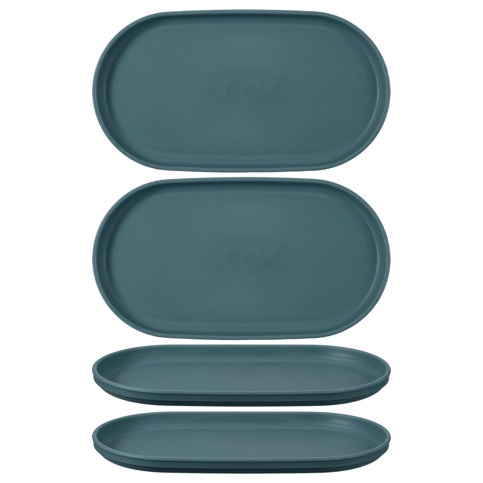 sourcing map 4Pcs Fast Food Serving Trays, 23.8x13cm Oval Reusable Restaurant Serving Trays for Kitchen Restaurant Coffee Fruit Burger Lunch Dessert, Dark Blue