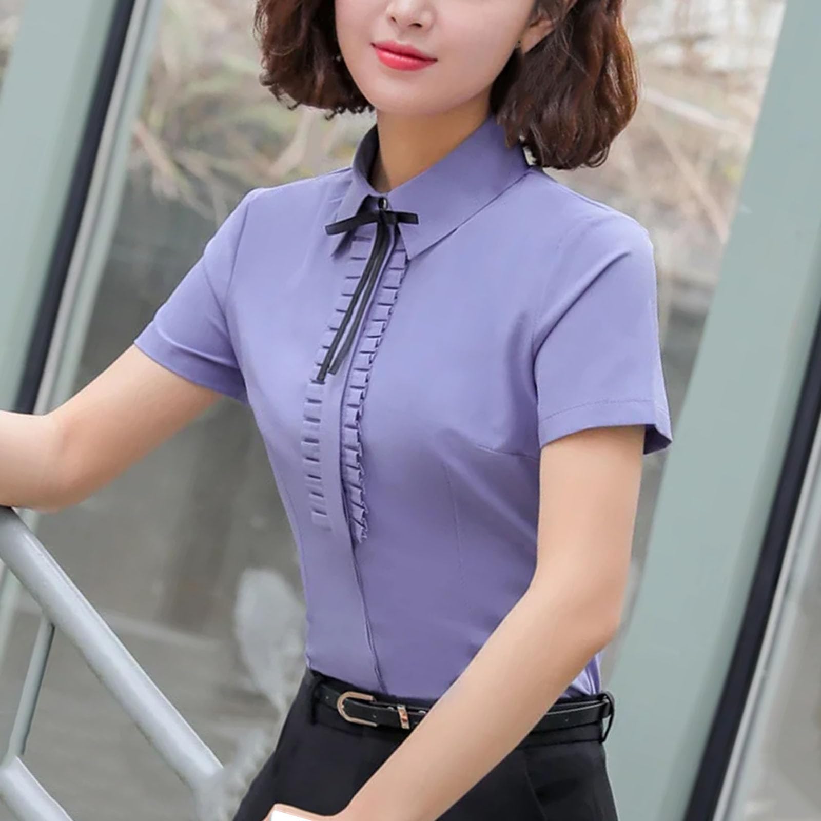 Camisas rosas para mujer, ropa de trabajo, entrevista, blusas delgadas a la moda, elegantes, formal, para la oficina