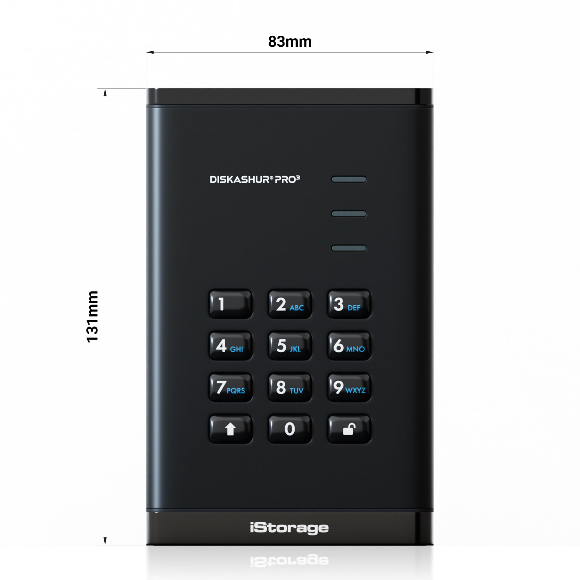 iStorage diskAshur PRO3 SSD 1 TB – sicheres, tragbares Solid-State-Laufwerk – FIPS Level 3 zertifiziert – passwortgeschützt – staub-/wasserdicht – Hardware-Verschlüsselung