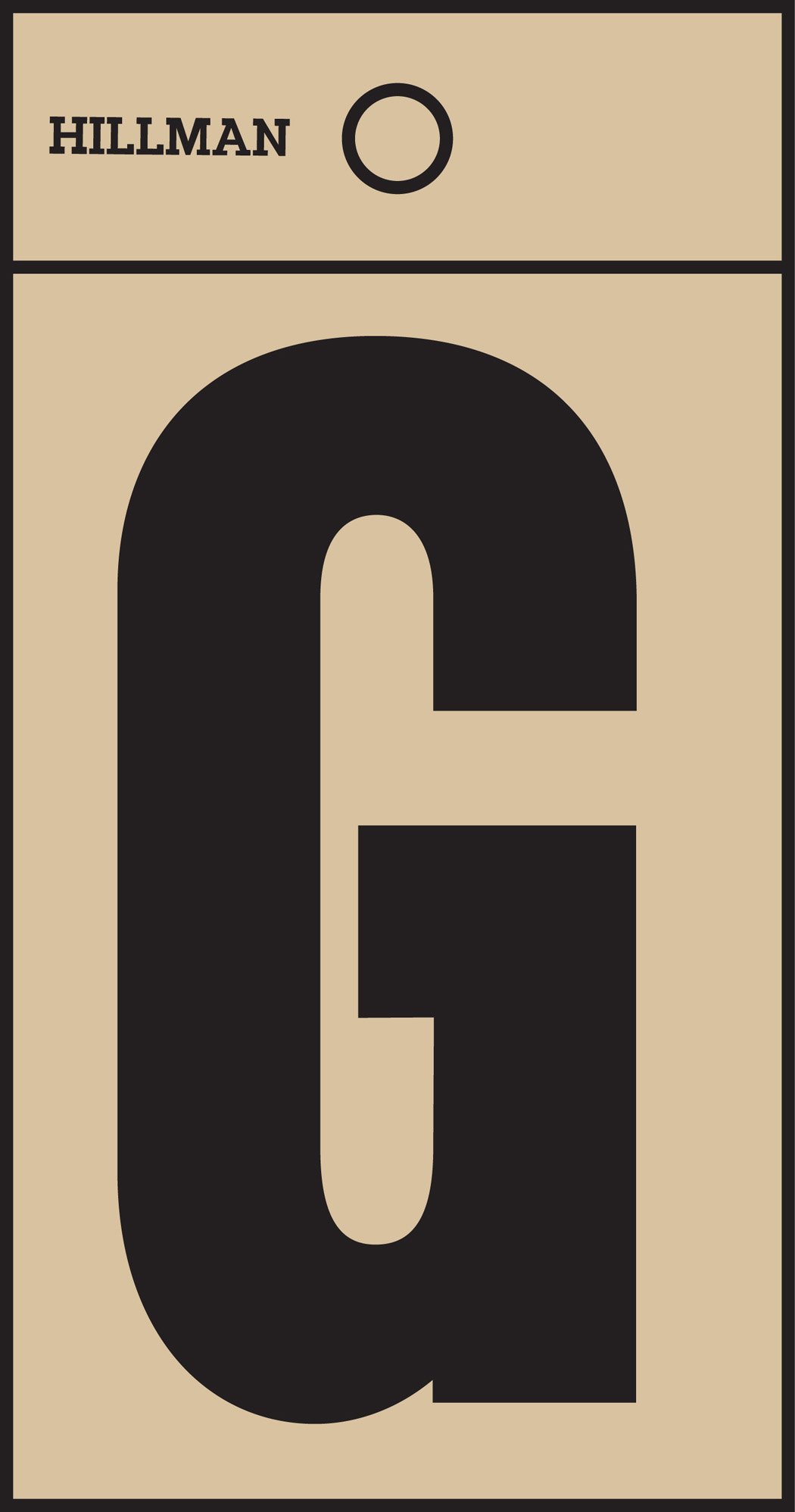 Hillman 839252 2 Inches Letter G Square Cut Self Adhesive Sign, Gold and Black Mylar, 2.75x1.5 Inches 1-Sign
