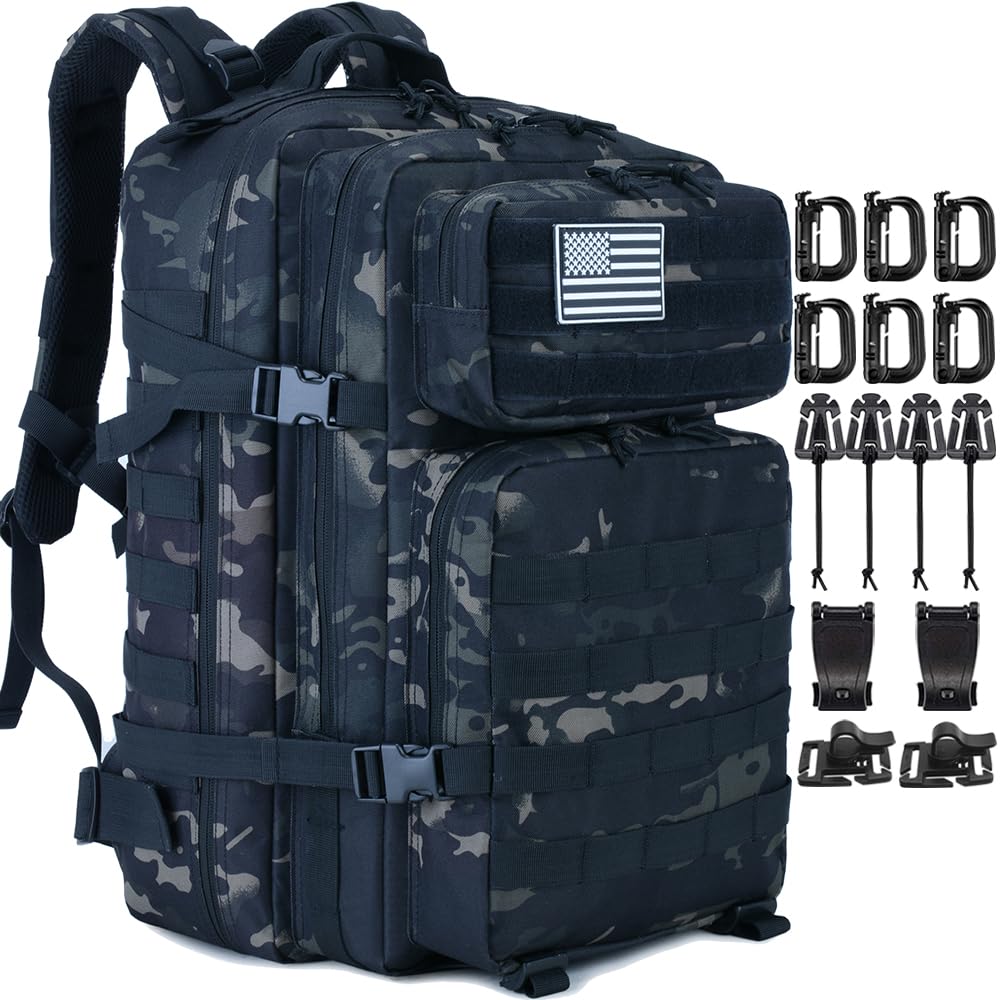 Createy45L Military Tactical Backpack Large 3 Day Assault Pack Molle Bag Rucksack Bug Out Bag for Camping Hunting Hiking