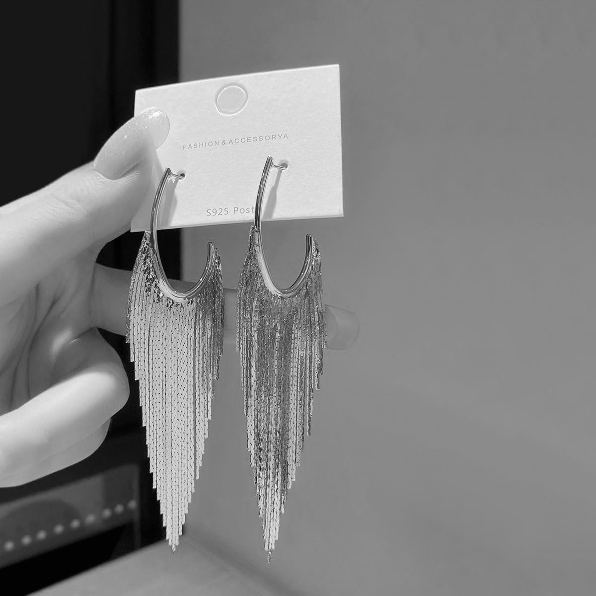 Boho Linear Tassel Drop Dangling Earrings For Women,Long Formal Country Bohemian Fringe Chain Chandelier Prom Statement Trendy Earrings For Party Prom - Image 3