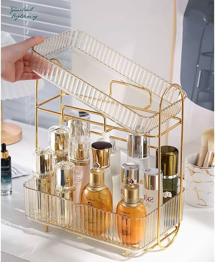 Amazon.co.jp: デスクトップ収納ラック 二段化粧品収納ラック