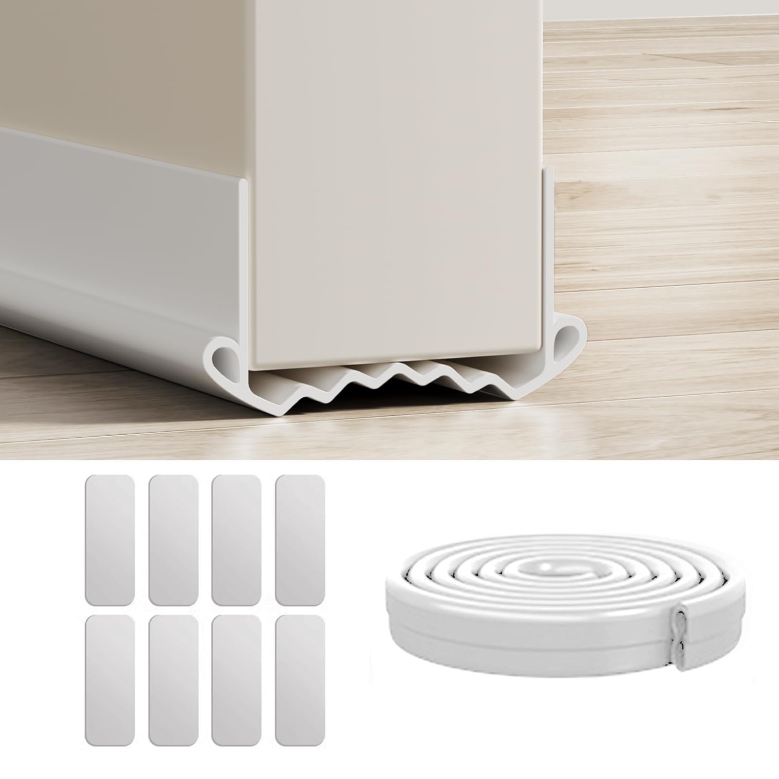ο»ΏDraft Excluder for Doors, White Draught Excluder for Doors, Self Adhesive Door Draft Excluder Strip, Under Door Sweep,Door Soundproofing Draught Excluder, Quick and Easy Installation- 96cm