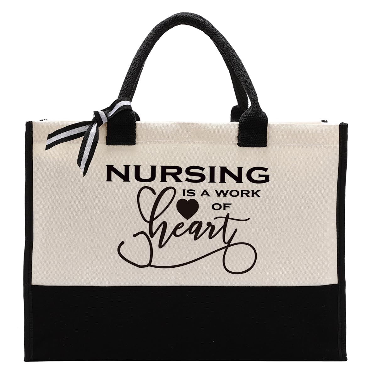 Nurse Canvas Tote Bag Gift, Nurse Bag with Saying - Nursing is A Work of Heart, Canvas Tote Bag for Gifting, Cotton Canvas Bag for Nurse,