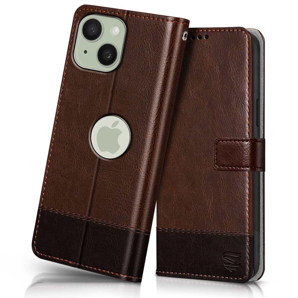 FLIPPED Vegan Leather Flip Case Back Cover for Apple iPhone 15 (Flexible, Shock Proof | Hand Stitched Leather Finish | Card Pockets Wallet & Stand | Brown with Coffee) (B0CJNRX12V) Amazon Price History, Amazon Price Tracker
