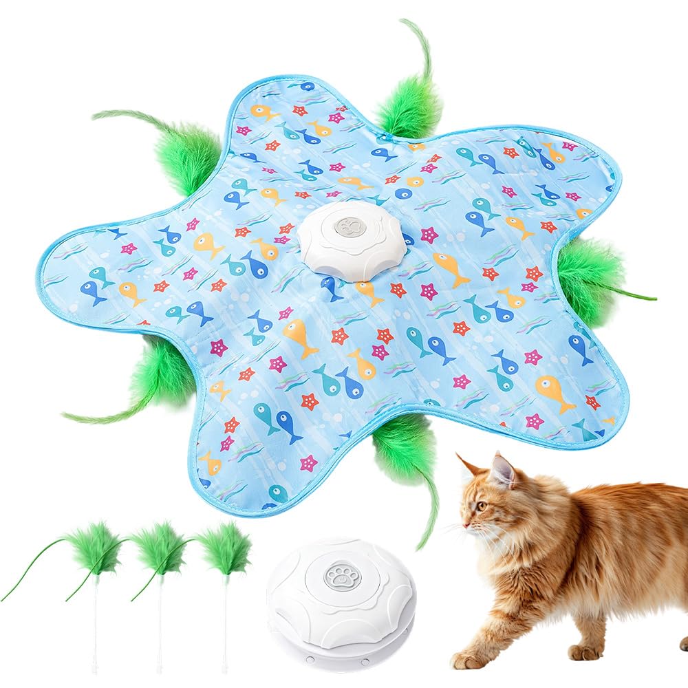 Interaktives Katzenspielzeug mit Federautomatik, Katzenspielzeug Elektrisch mit Versteckspiel, Interaktives Katzenspielzeug Selbstbeschäftigung für Katzen und Kätzchen, Wiederaufladbar 3 Spielmodi