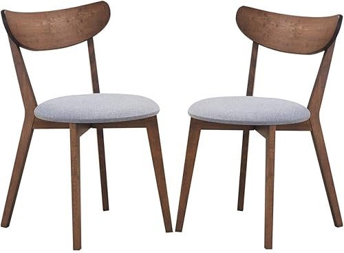 Miniatura 8 de COSTWAY Juego de 2 sillas de comedor, sillas laterales de comedor de mediados de siglo con respaldo curvado y asiento acolchado, sillas de madera de