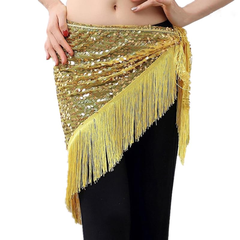 Foulard De Hanche Pour Danse Du Ventre - 150 Cm De Long, Avec Paillettes Et Glands, 10 Couleurs Au Choix