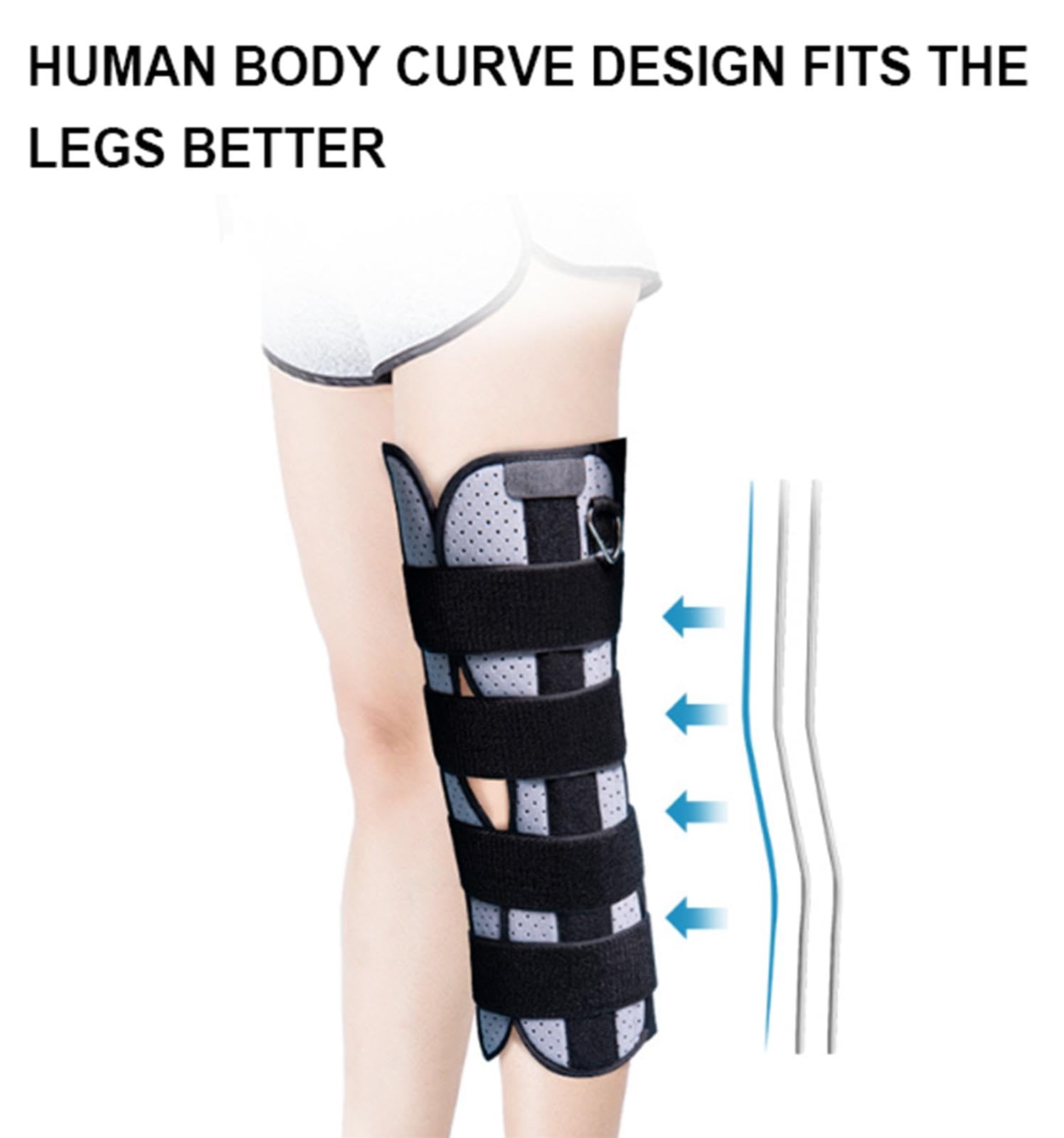 Rodillera Completa con Inmovilizador de Rodilla Ajustable, Soporte de Férula de Rodilla Para Mujeres y Hombres, Cinturón de Fijación de Articulación de Rodilla Postoperatoria,B