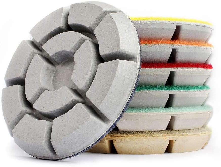 4 Inch Dry Wet Diamond Floor Polishing Pads 7-Pack for Granite Marble Concrete Renovate Sanding Discs