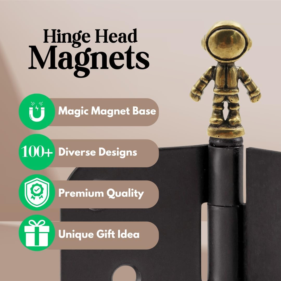 Brass Astronaut Hinge Heads Decorative Topper - Magnetic Hinge Head Toppers Spaceman - Vintage Door Hinge Head Home Decoration (1PC) image 3
