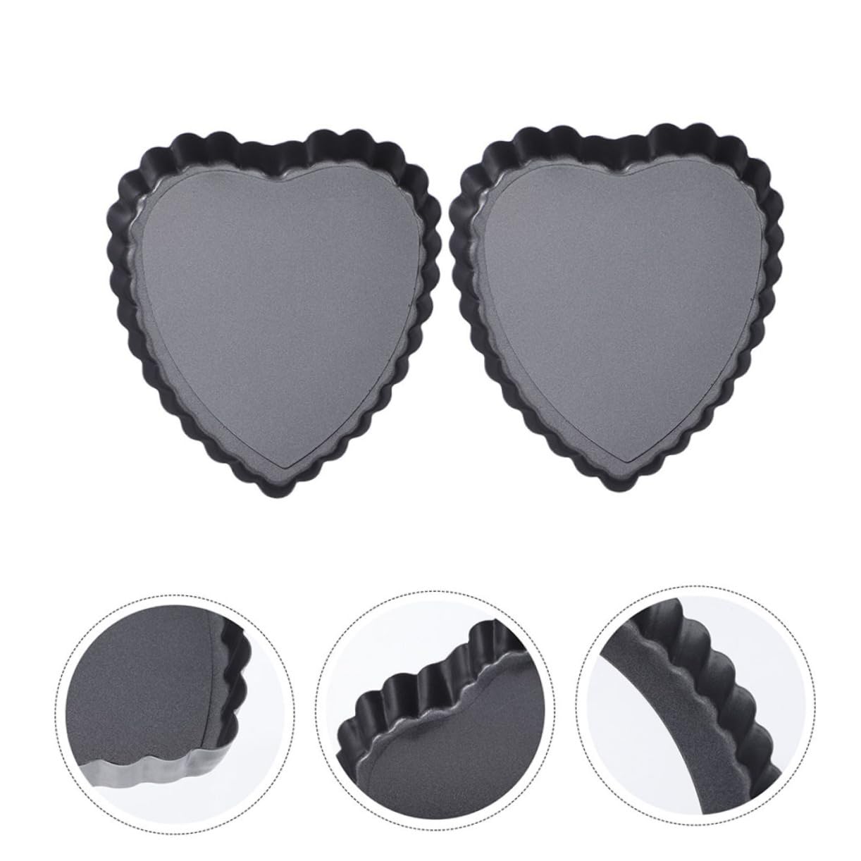 IMIKEYA Mini Tortiere Cuore con Fondo Removibile e Rivestimento Antiaderente Design Elegante a Onde Set 6 Pezzi in Acciaio al Carbonio per Cucina e Dolci Fatti in Casa