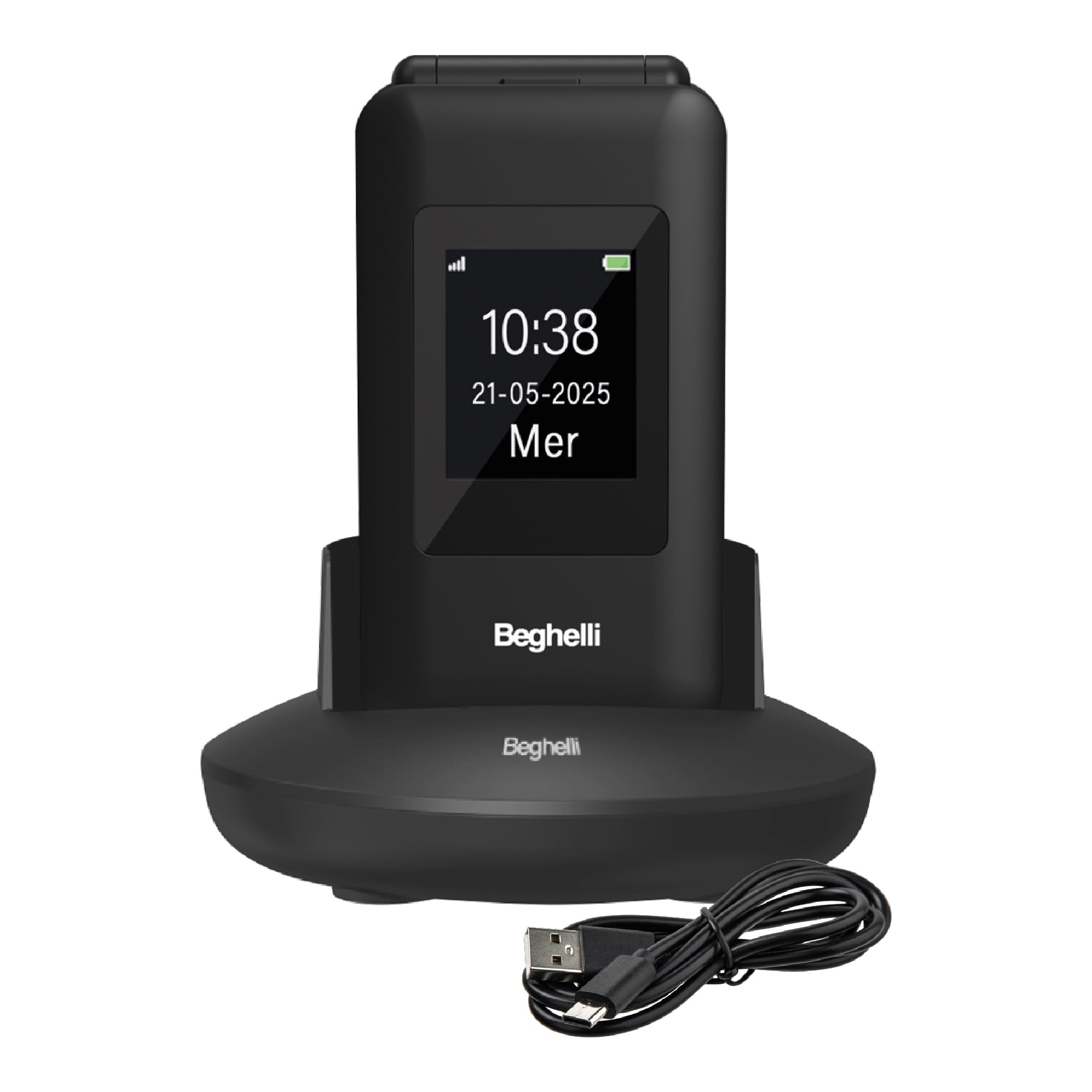 Beghelli - Telefono Anziani Salvalavita SLV41, Conchiglia, 4G, con Tasto SOS e Chiamata Rapida, Cellulare con Grandi Tasti, Volume Alto, Doppio Display 2.8", Torcia, Radio, Fotocamera - Colore: Nero