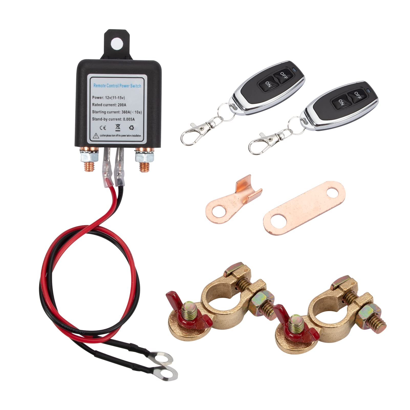 Coupe Circuit Batterie Distance 12V avec Télécommande, Interrupteur de Déconnexion de Batterie pour Voiture, Camping car, Moto, Camion, Bateau avec Double Télécommande