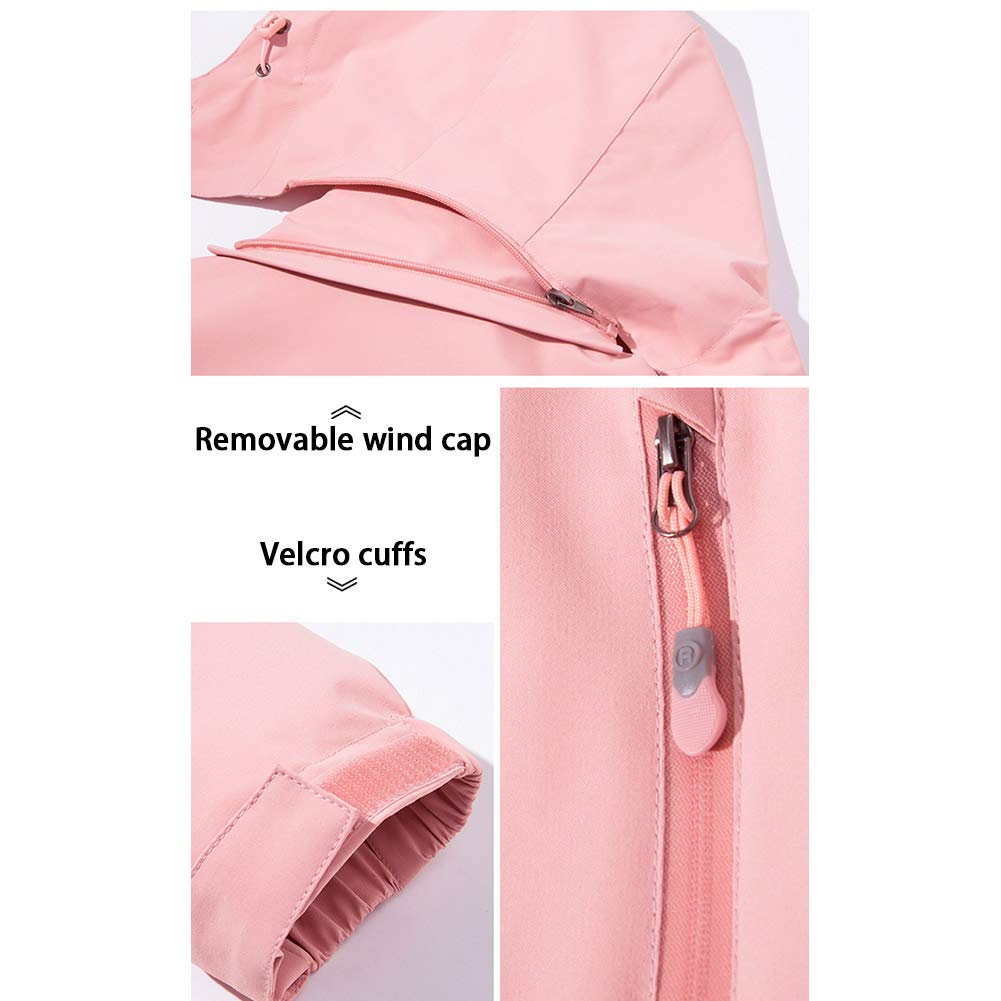 Chaqueta 3 en 1 para Mujer Capucha extraíble Impermeable Corto Señoras Invierno Saco Forro Polar para al Aire Libre Esquiar Negro, Morado, Rosa, Rosa, Verde, Beige (L, XL, 2XL, 3XL, 4XL, 5XL, 6XL)