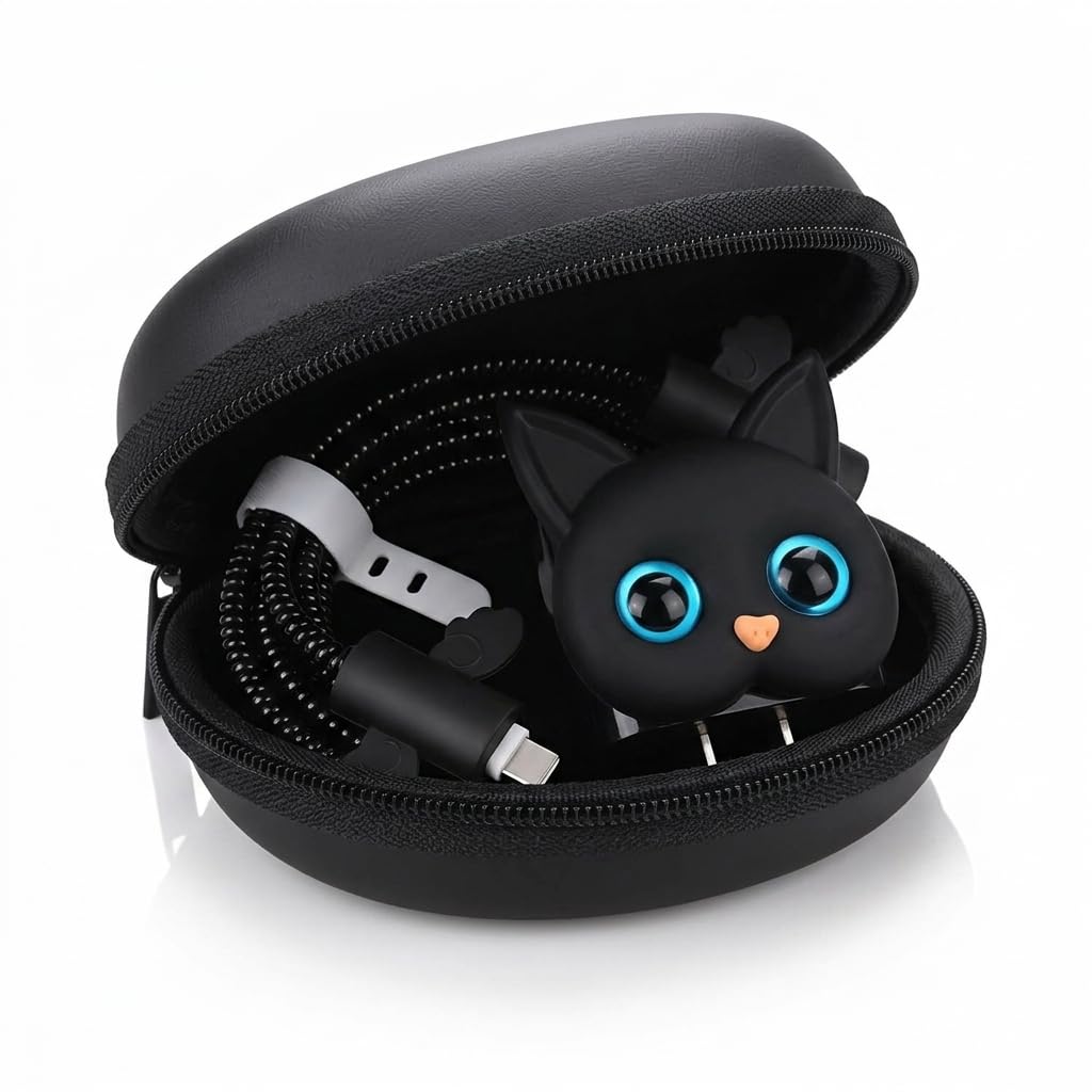 JAMPOD iPhone Charger Case - Cute Black Cat Protection -1
