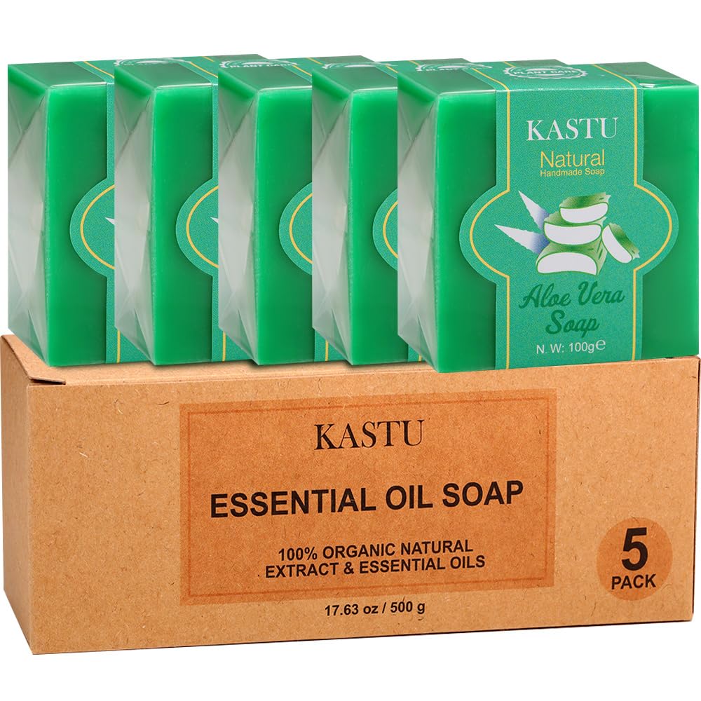 kastu Aloe Vera Soap Bar for Face & Body,Repair Skin,Moisturizing,Natural Handmade,Hypoallergenic Beauty Bar Sensitive Skin With Gentle Cleanser,Men