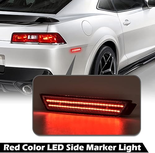 Miniatura 3 de G-PLUS Par de luces LED de marcador lateral para guardabarros traseros, lentes ahumados compatibles con Chevy Camaro LS  LT  SS  Z28  ZL1 2010-2015