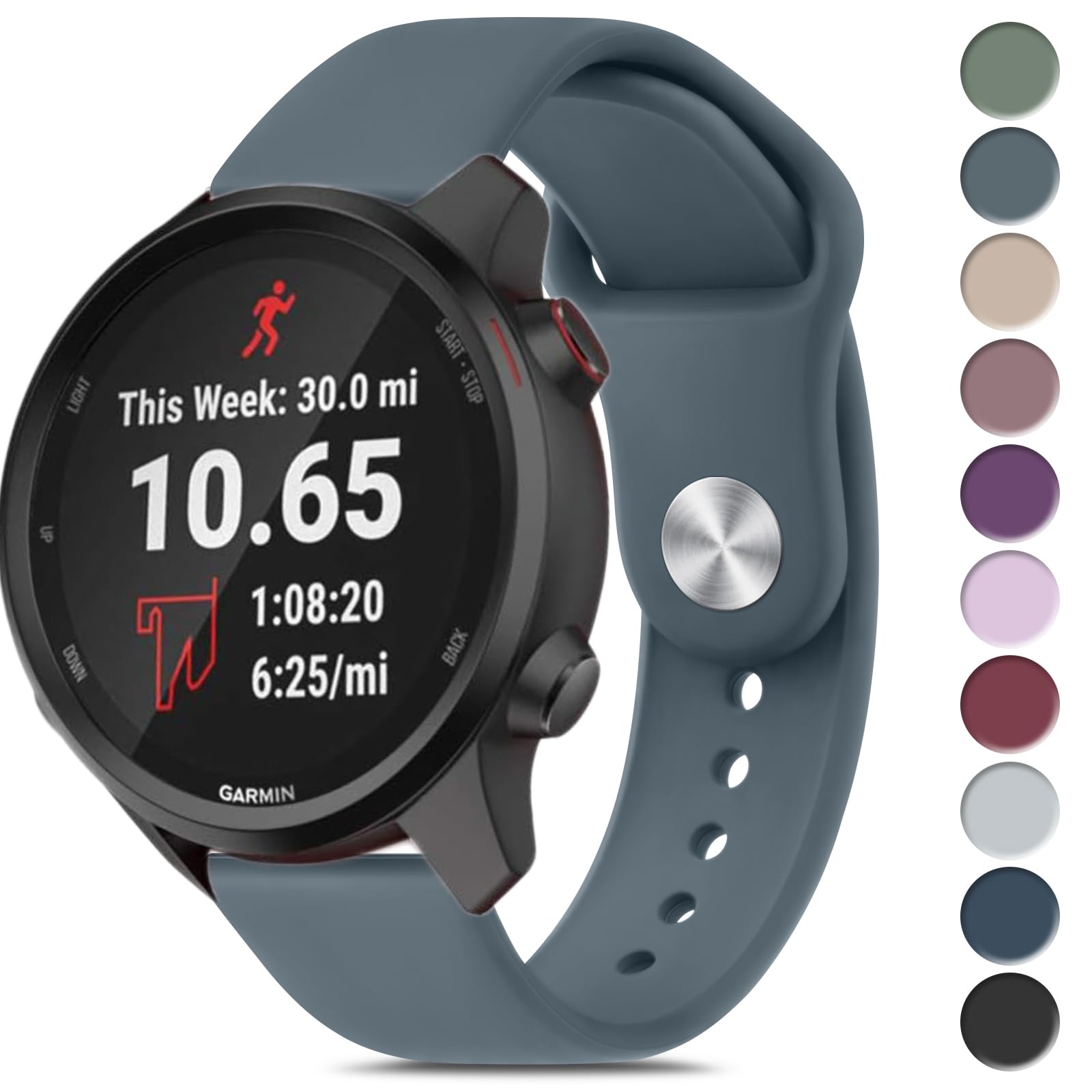 Strap for Garmin Forerunner 245/645 /55 Music Watch Band, 20mm Silicone  Quick Release Replacement Band for Garmin Forerunner 55/245/645/645 Music