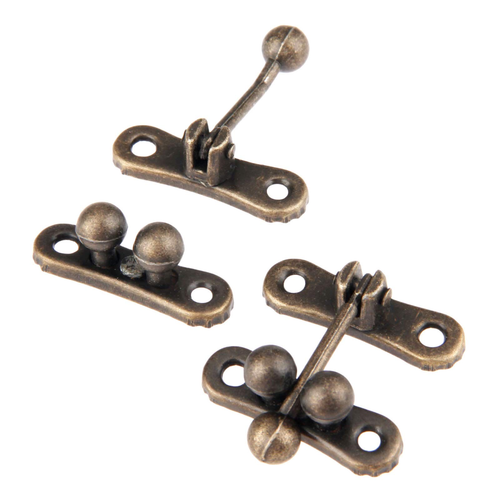 Fibbia cinese antica a scatola, fibbia con lucchetto antico.2 pezzi Bronzo antico Chiusure a scatto for scatola di gioielli Chiusura con fibbia for valigia Hardware vintage con vite 3133 mm