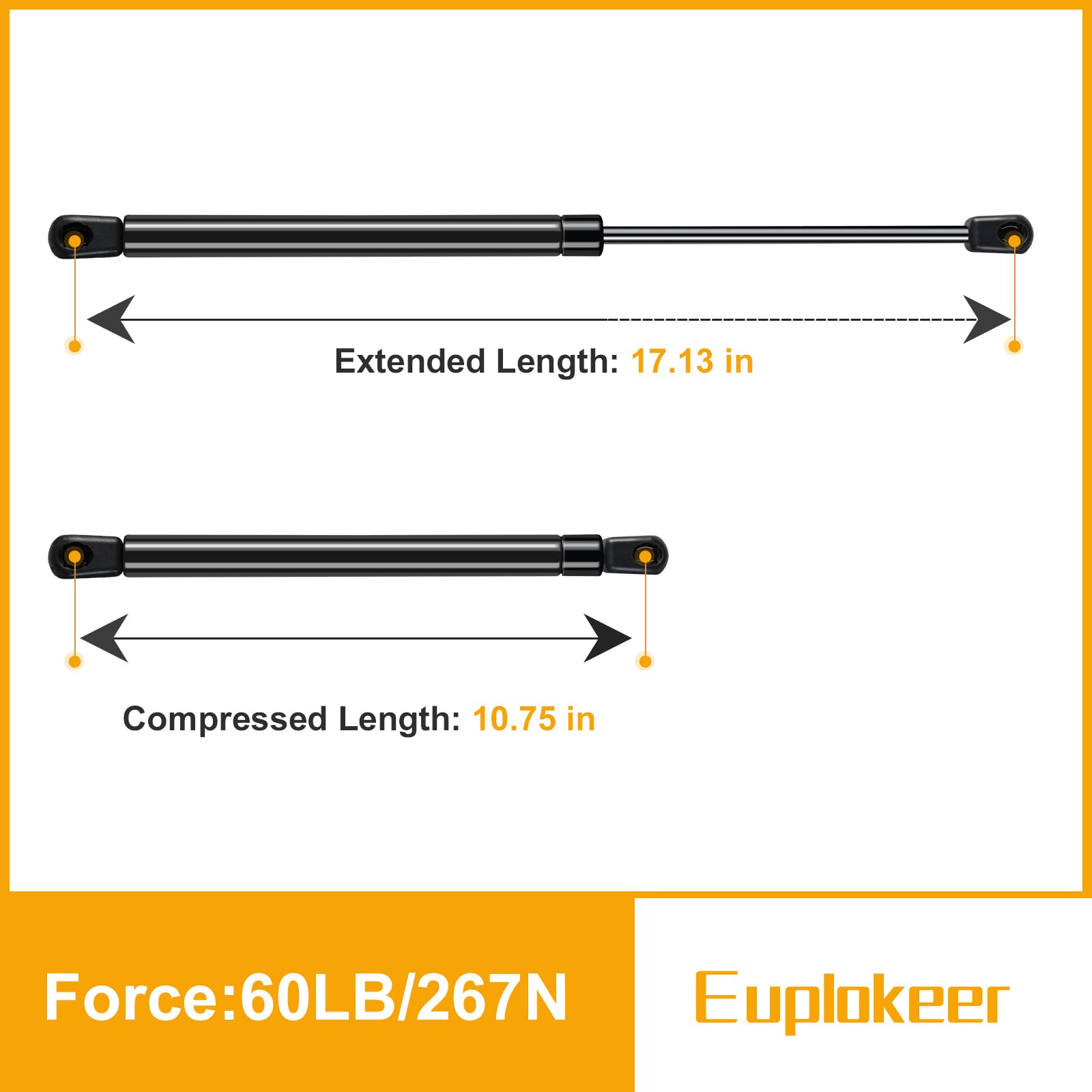 Snapklik.com : Euplokeer C16-06867 17in 60lb/267N Gas Shock Strut Lift ...