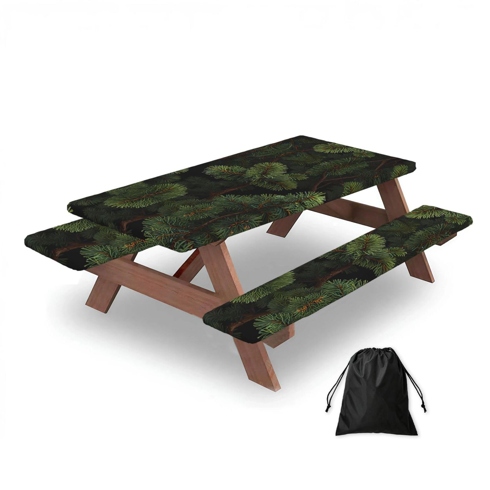 Zqytgfdc Black Pine Branches Rectangular Water-Repellent Picnic Tablecloths, Outdoor Camping, Picnic, Bbq