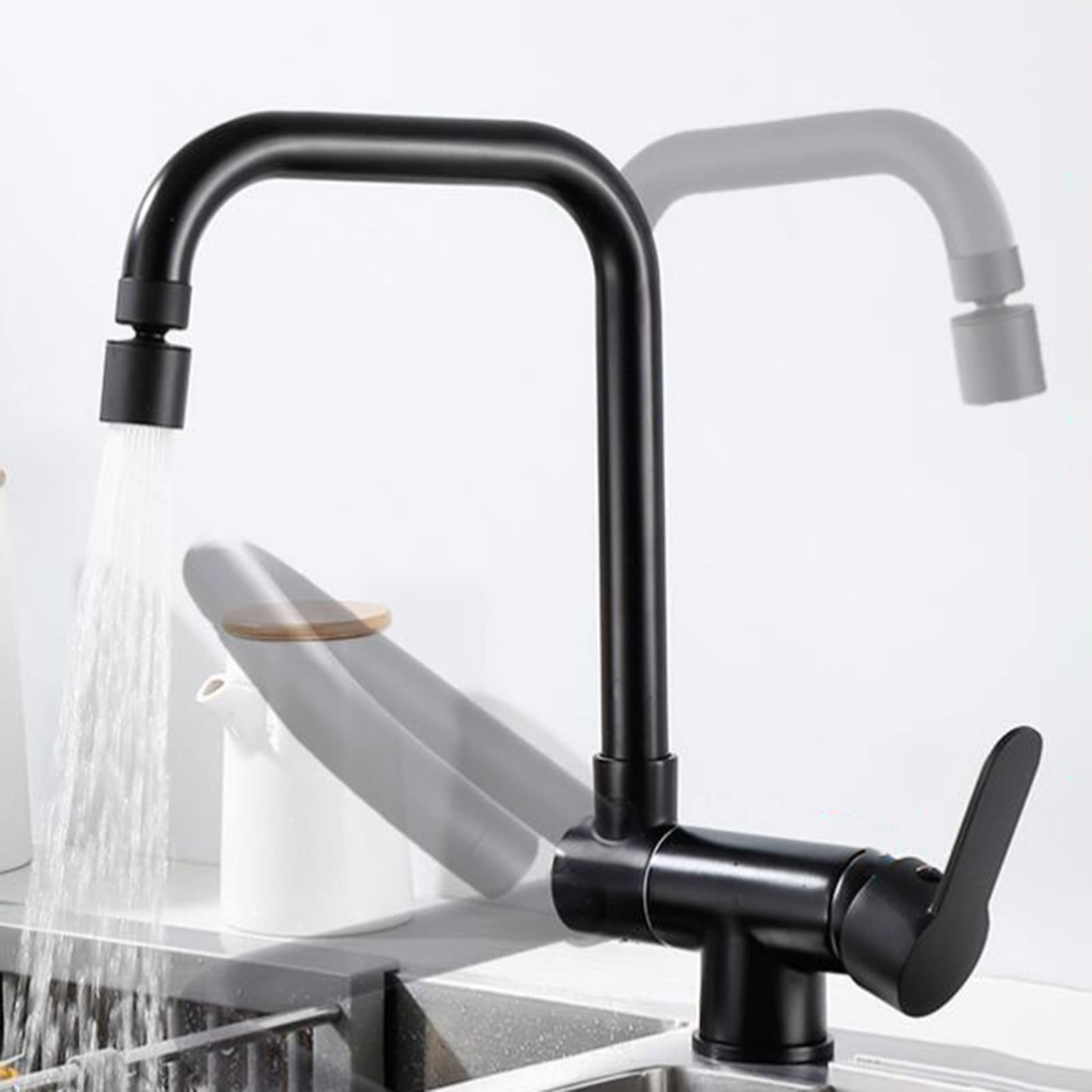 Mitigeur de cuisine noir rabattable pour un évier moderne et fonctionnel