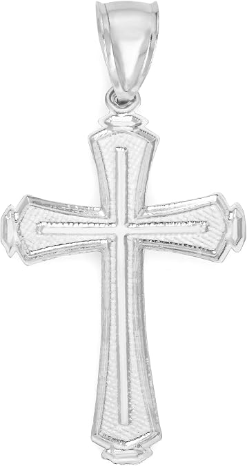 925 Sterling Silver Diamond Cut Cross Pendant Charm
