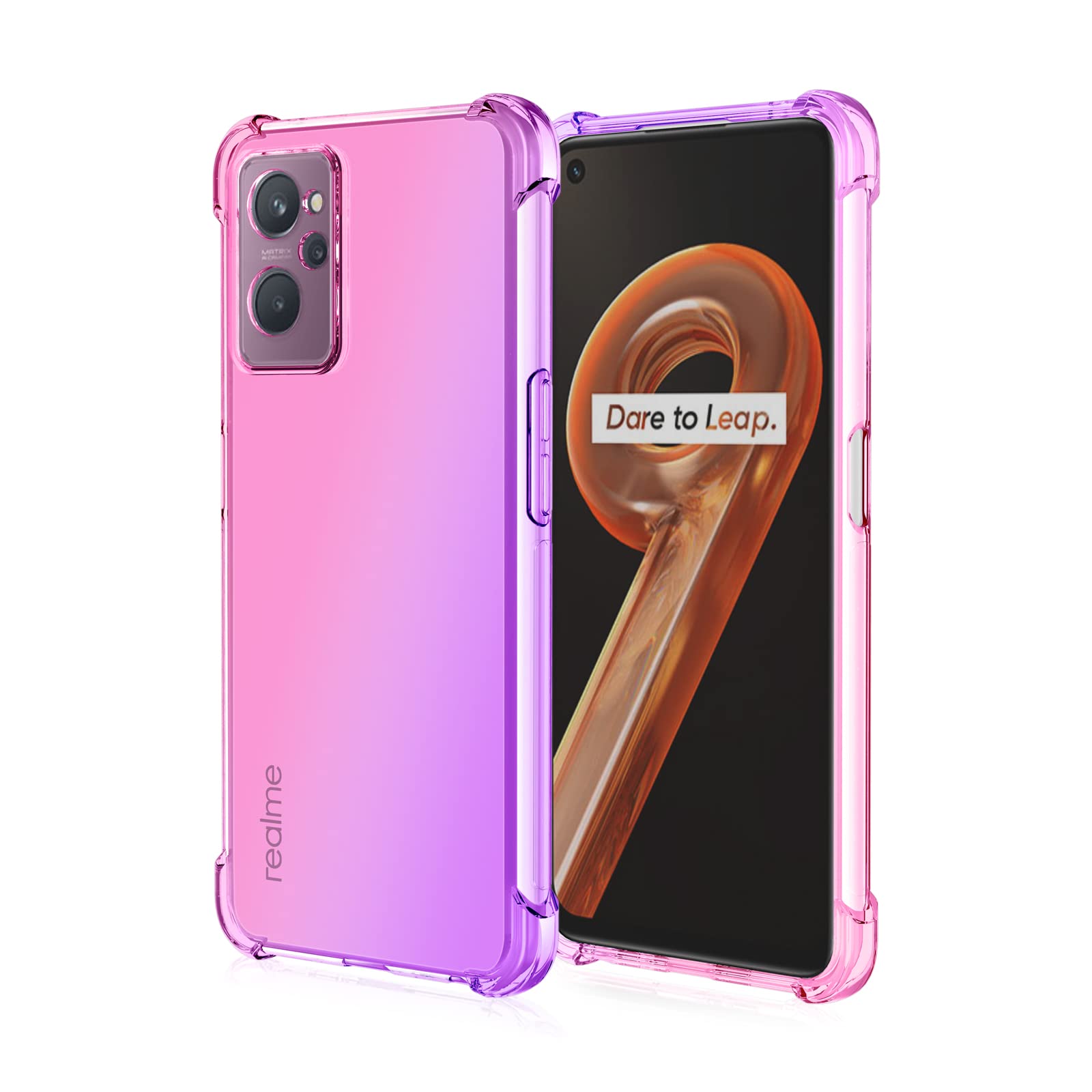 Cover TPU Sfumato Per Realme 9i - Custodia Morbida Rosa-Verde, Antiurto Con Protezione Fotocamera