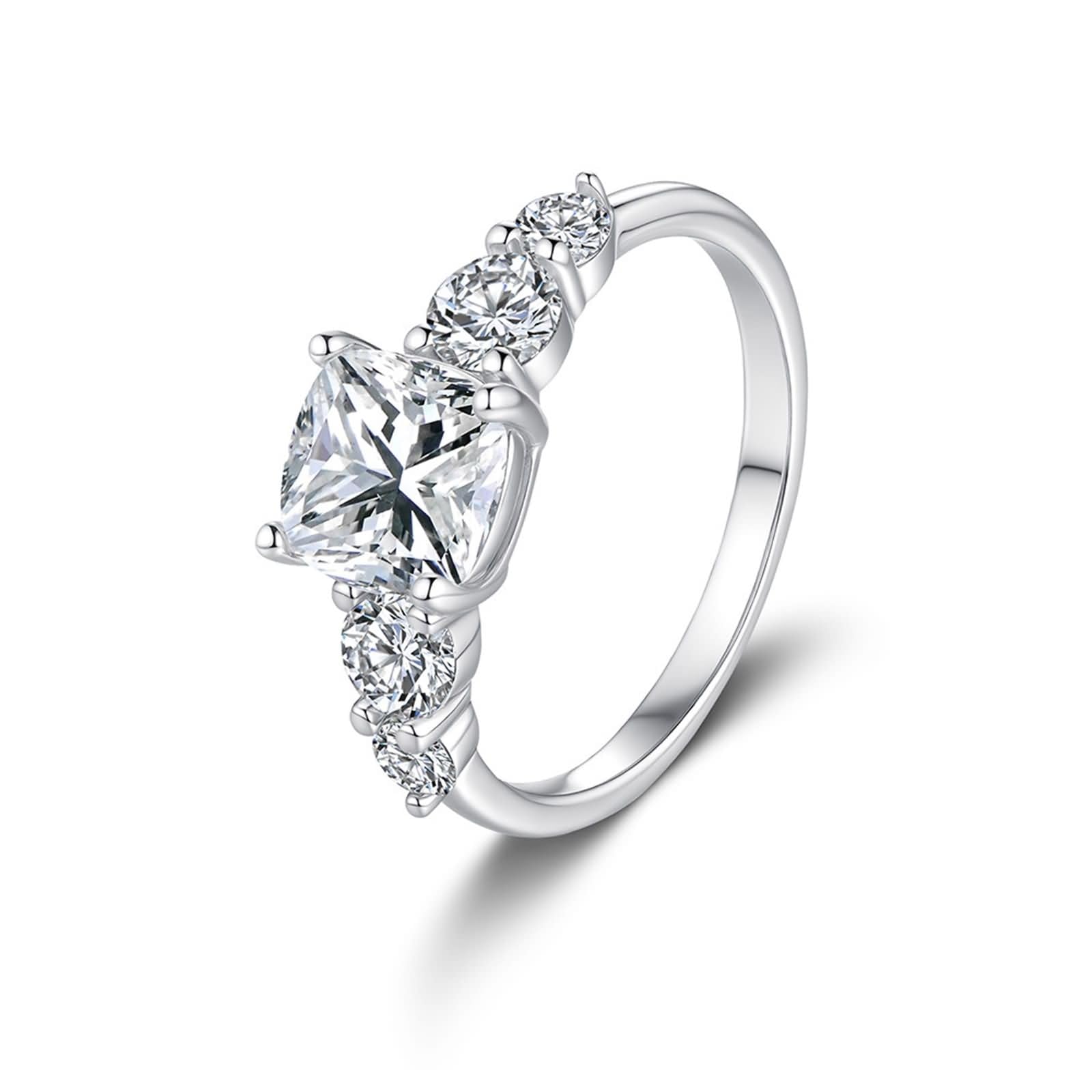 Damski złoty pierścionek ślubny, prawdziwe złoto z moissanite, 2 ct, białe złoto, elegancki pierścionek rocznicowy dla kobiet