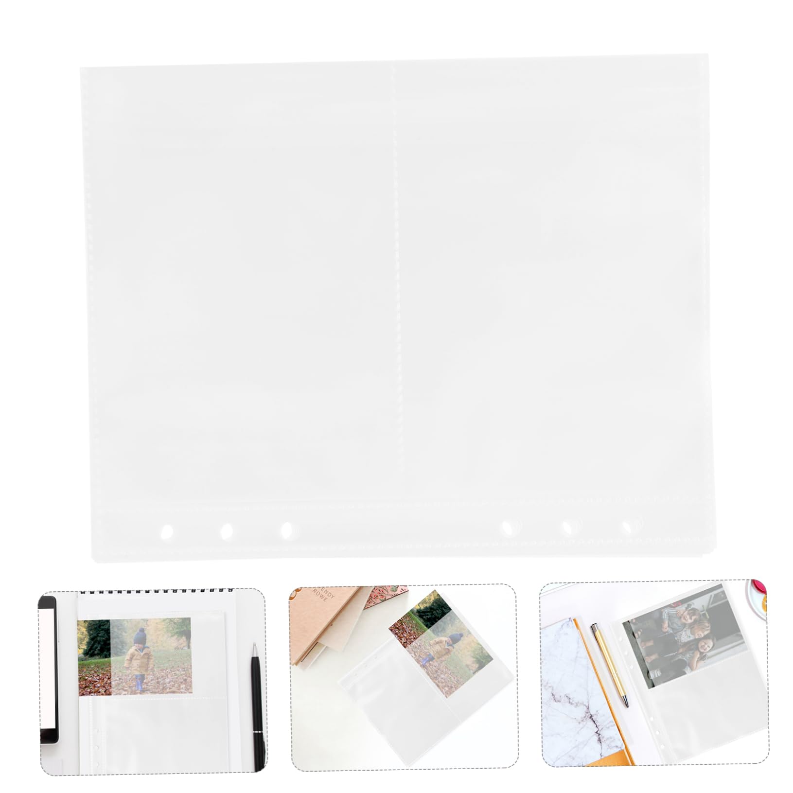 Cabilock 5 Scrapbook with Plastic Sleeves Scrapbook Refill Pages Protective Sleeves Photo Album Scrapbook Small Scrapbook Clear Photo Protectors Binder Clips Scrapbook Page Protectors PVC