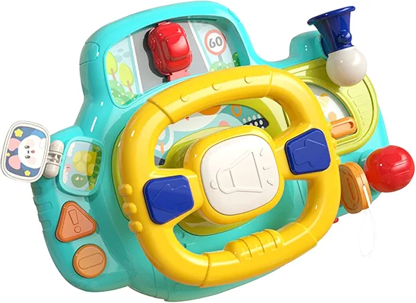 IMAXTOP Baby Steering Wheel Toy for Toddlers Kids, Pretend Driving Stroller Steering Wheel with Many Realistic Sounds, Universal Detachable Baby Learning Toy for Shopping Cart, Crib,Highchair