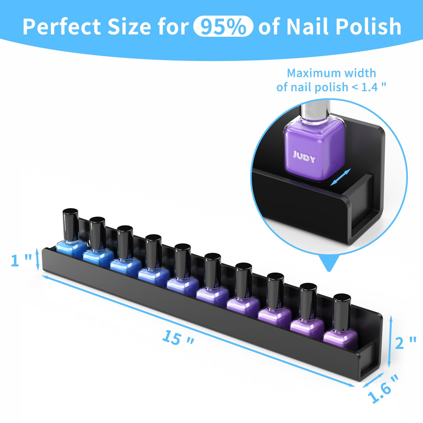 Snapklik.com : NIUBEE 6 Pack Nail Polish Rack Wall Mounted Shelf