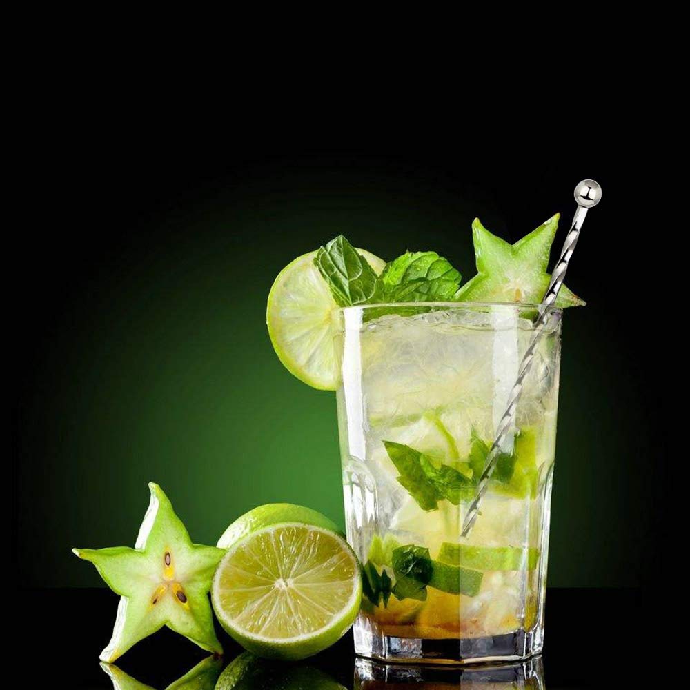 10 Pz Bastoncini da Cocktail in Acciaio Inox Bastoncini per Mescolare Cocktail Agitatori in Metallo Cocktail per Mescolare Cocktail, Marmellate, Bevande a Base di tè e Miele
