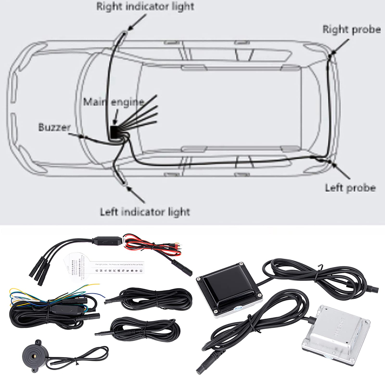 Astibym System Wykrywania Martwego 12V IP67 Zasięg Wykrywania 15M | Obudowa ABS, Alarm Dźwiękowy LED, Mgła Deszczowa do Użytku Nocnego, Uniwersalne Pojazdy 12 V, Monitor BSD, Czujnik Martwego