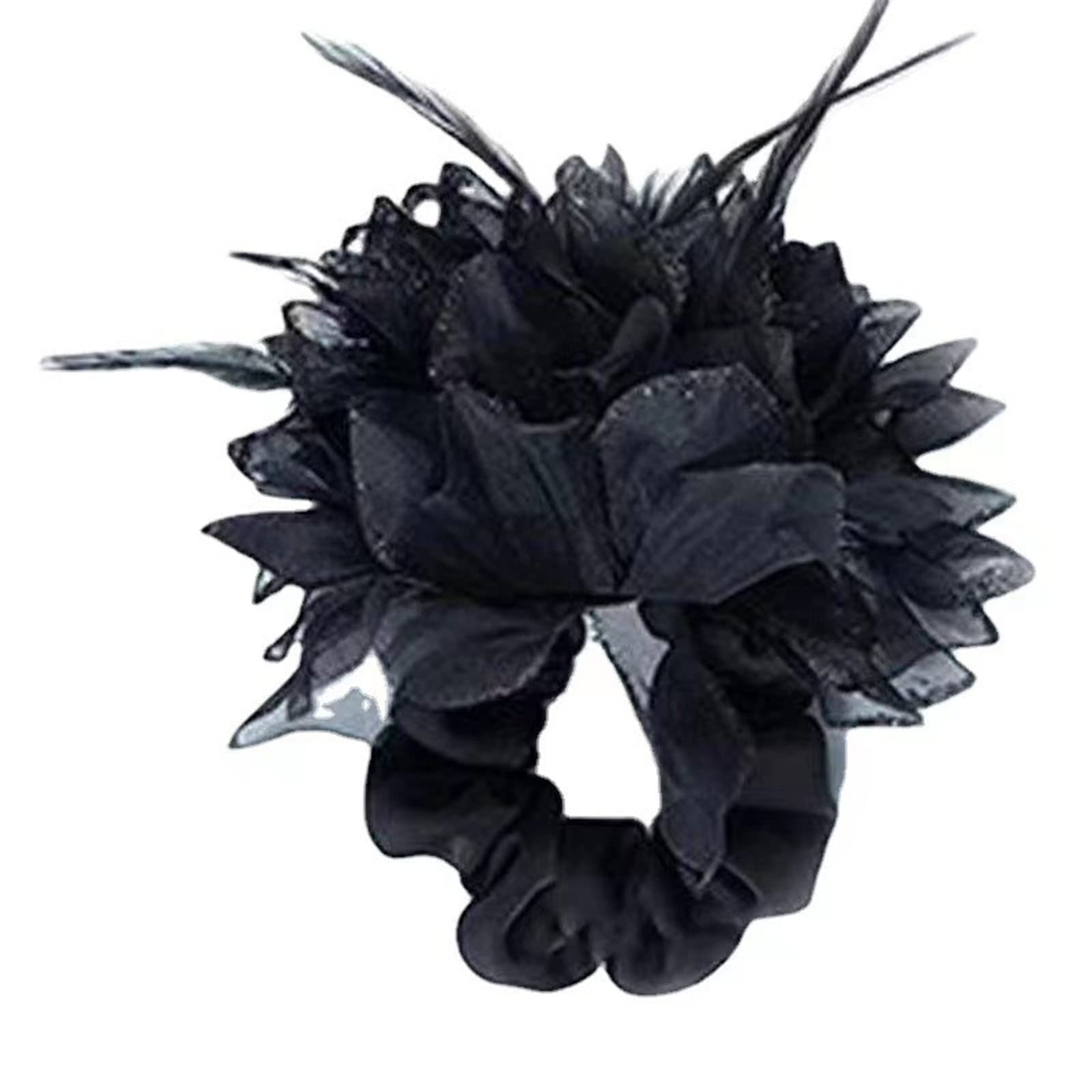 Kadagg Girls Black Hair Scrunchie 1920S Big Hair Tie Hair Scrunchies Hair Rope Headpieces For Women Feather