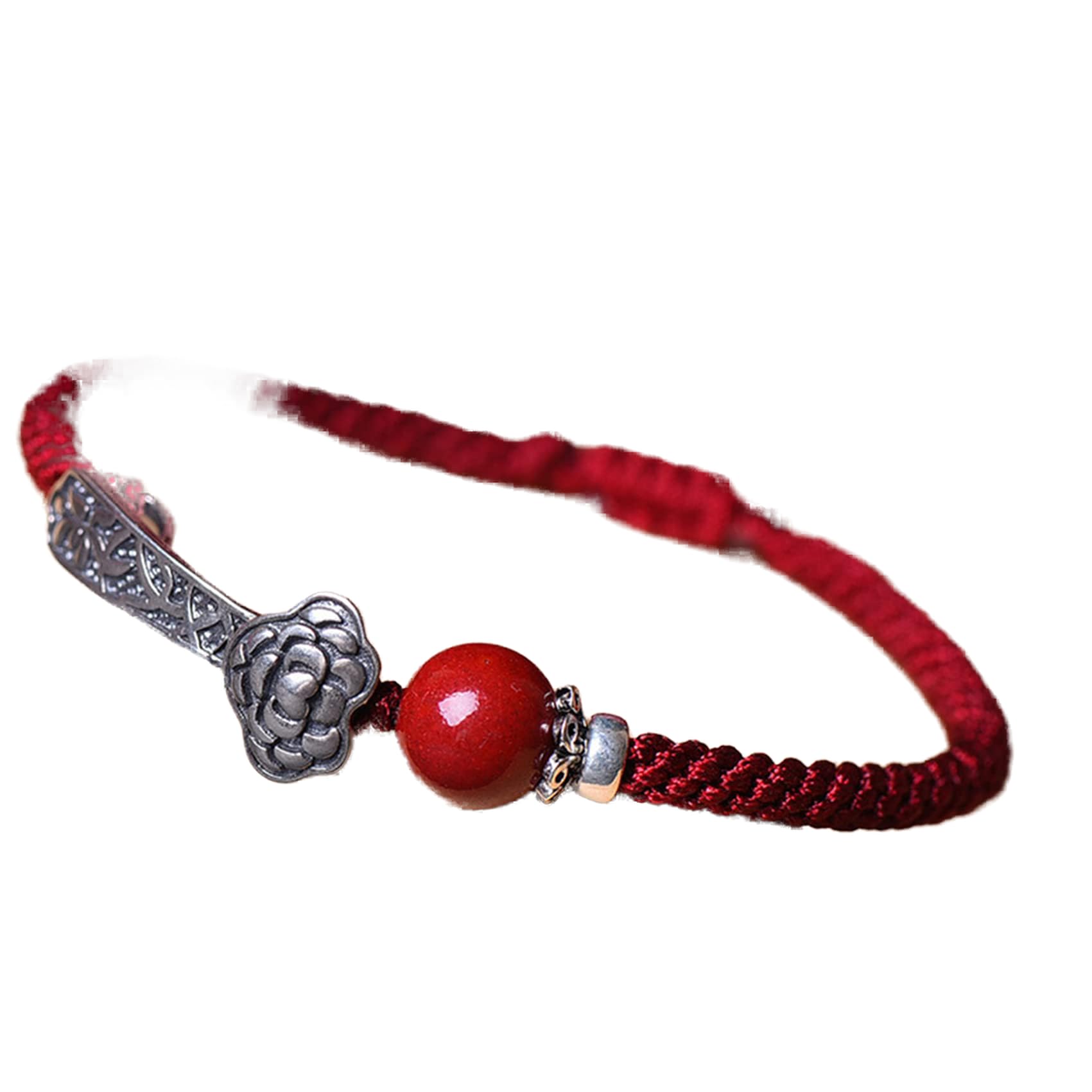 NZpost Pulsera de cinabrio Pulsera de Plata de Ley con dijes de Ruyi Pulsera de Hilo Rojo Amuleto Pulsera de Buena Suerte Pulsera de talismán Fuerte St1 Pulsera de cinabrio