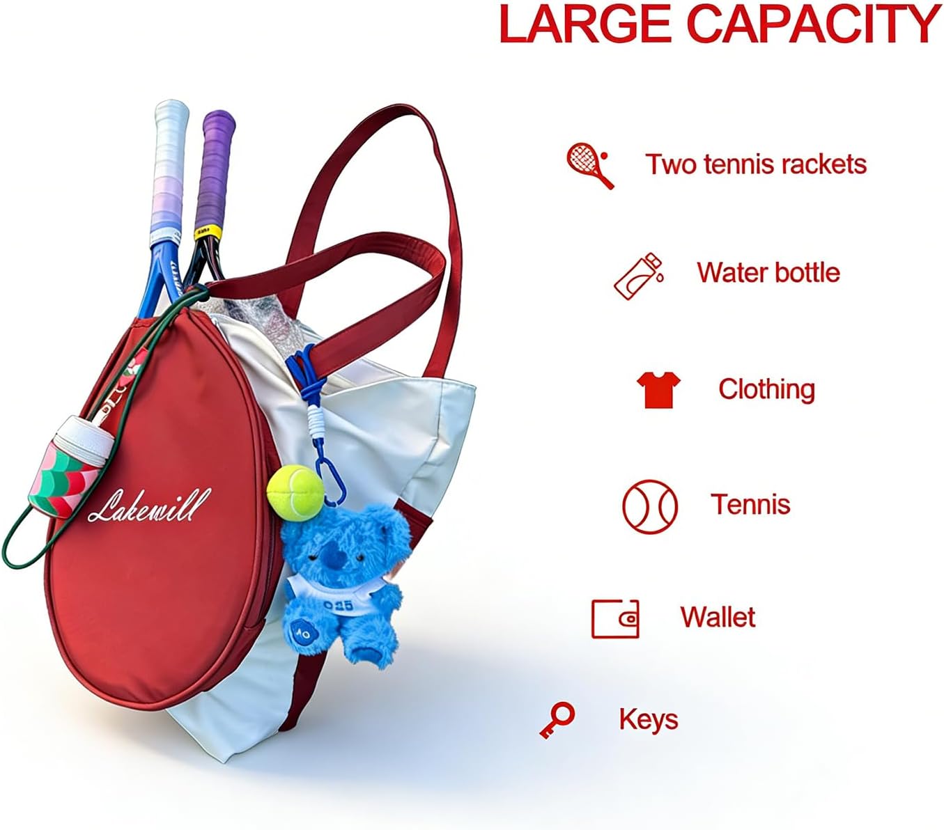 Tennis Racket Bag, Handheld or Shoulder Carry Backpack, Large Capacity Racket Holder with Organized Compartments, Gym tote Bag for Tennis, Squash & Badminton