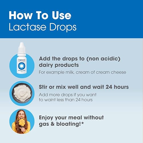 Miniatura 7 de Intoleran Gotas de enzima digestiva de lactasa - 0.47 onzas líquidas (0.5 fl oz) | Enzima lactasa líquida para intolerancia a la lactosa | Hace que