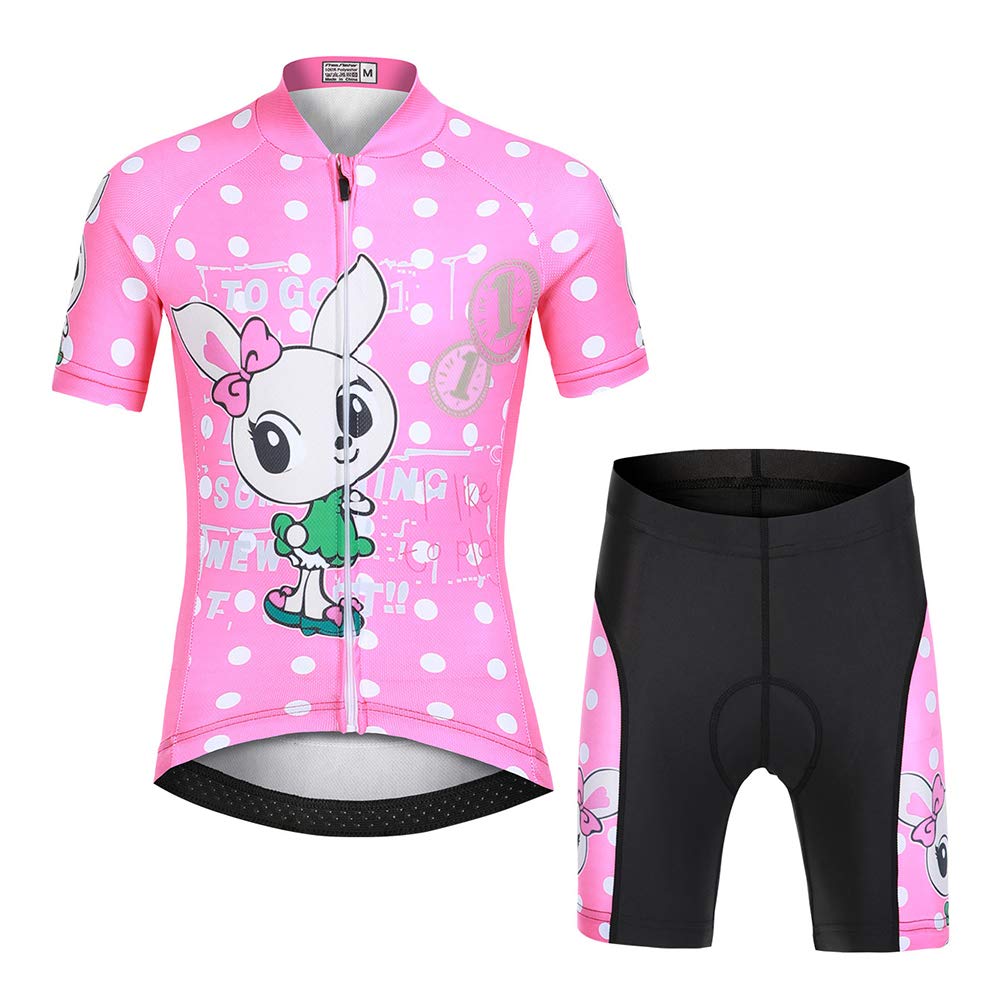 Unisex Enfant Garçon Fille Maillot de Cyclisme Set Manches Courtes Jersey avec 3D Rembourré Coussin