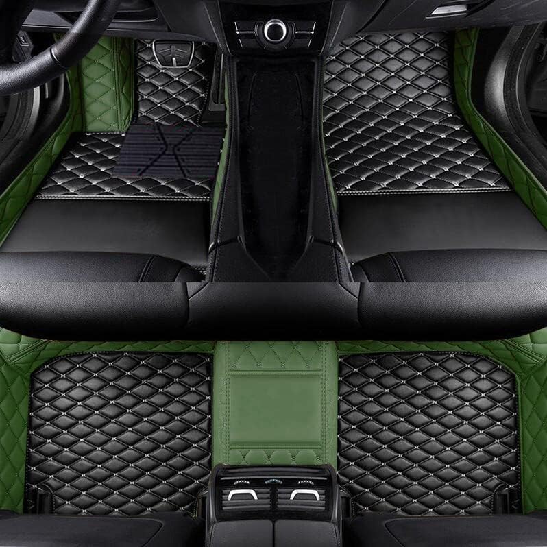 Custom Fit Car Floor Mats by SARAHS - Waterproof PU Leather Full Coverage for Most Cars, SUVs, and Trucks - Automotive Liners to Protect Vehicle Interior Floor Accessories (Black Green 2)