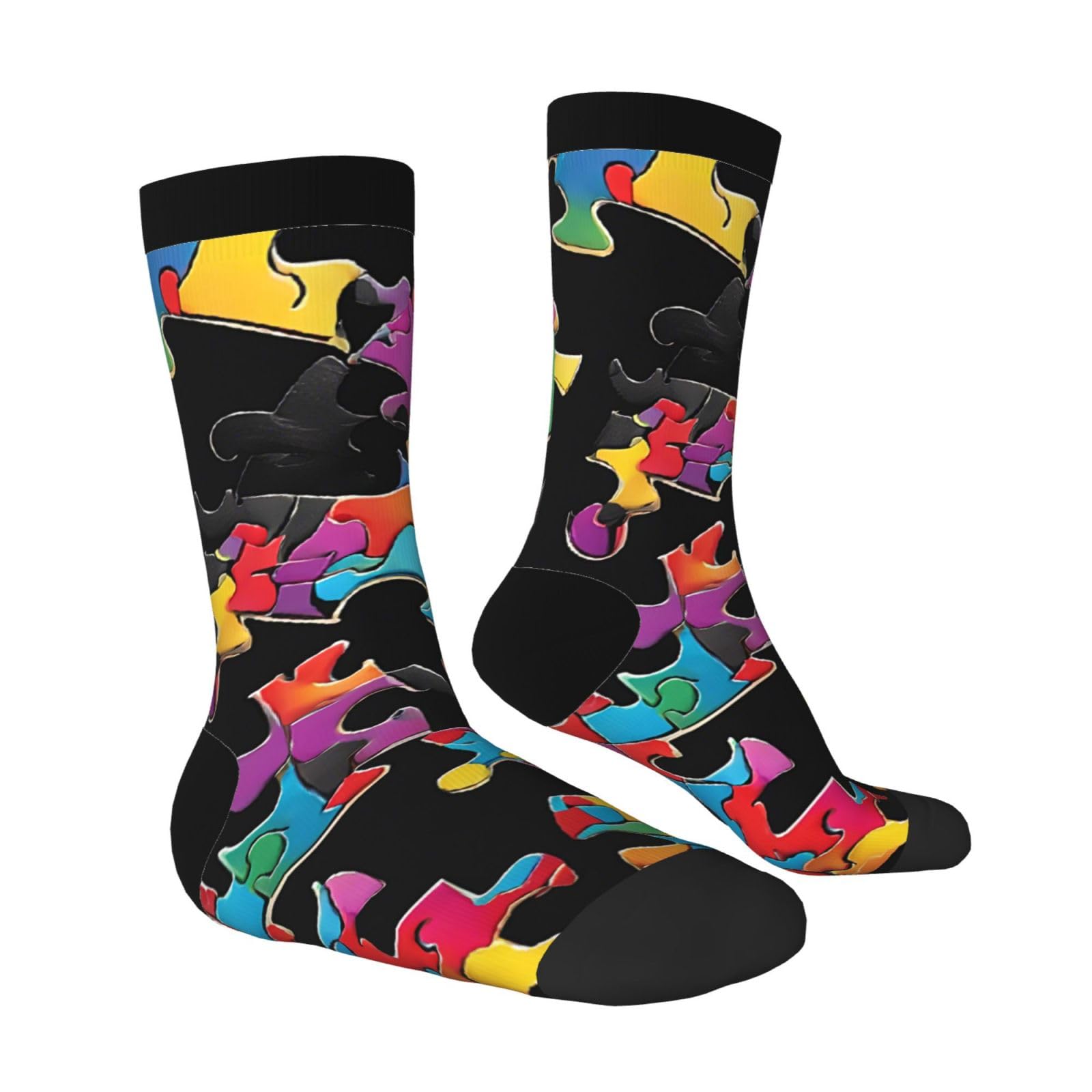 ASPOIJHN (Autism Awareness Puzzle Pieces Heart) Comfortable Mid Calf Socks Fashionable Casual Socks Soft Breathable Adult Socks For Women Men