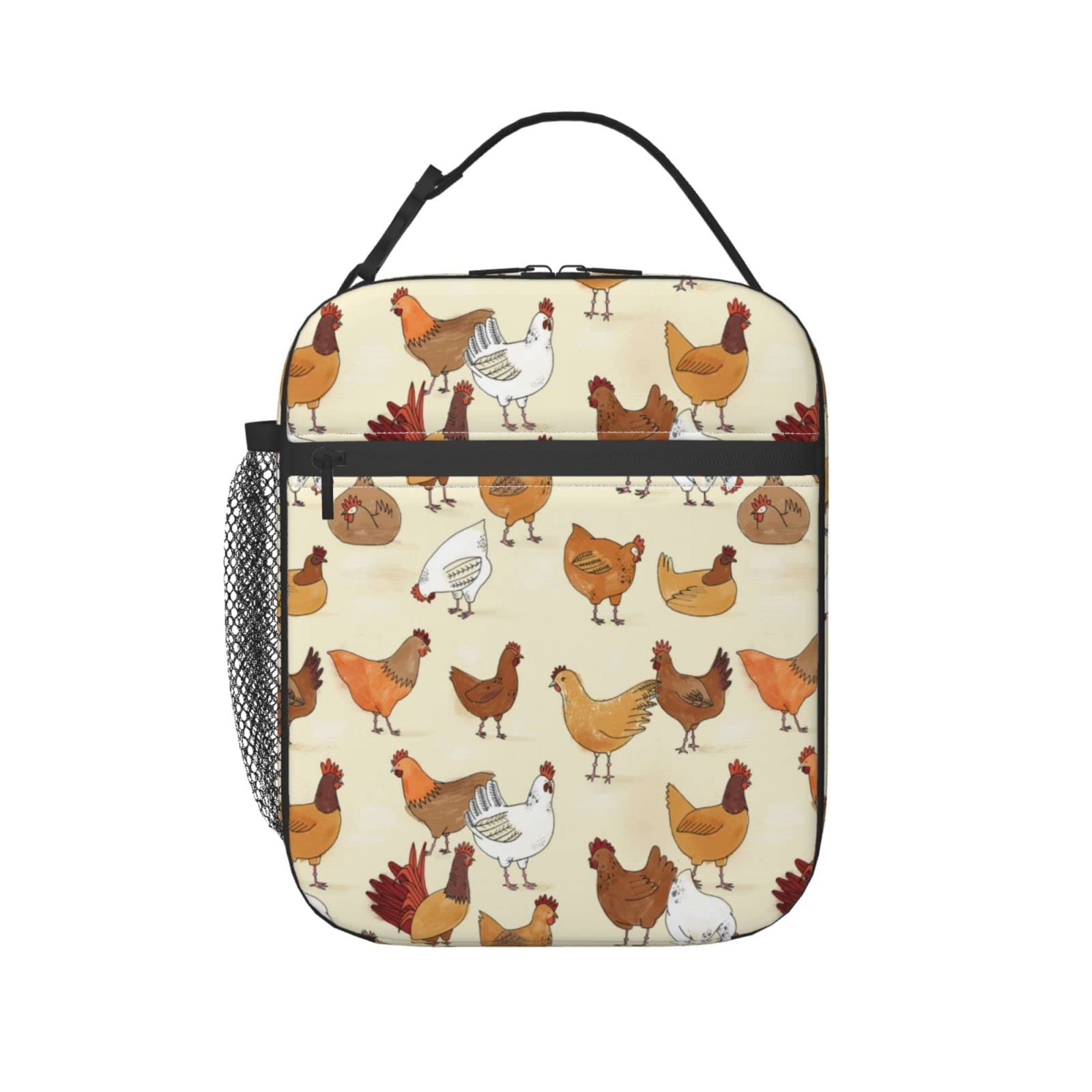 Chicken Hen Lunch Bag,Durable Insulated Lunch Box,Reusable Adults Tote Bag Reusable Cooler Bag