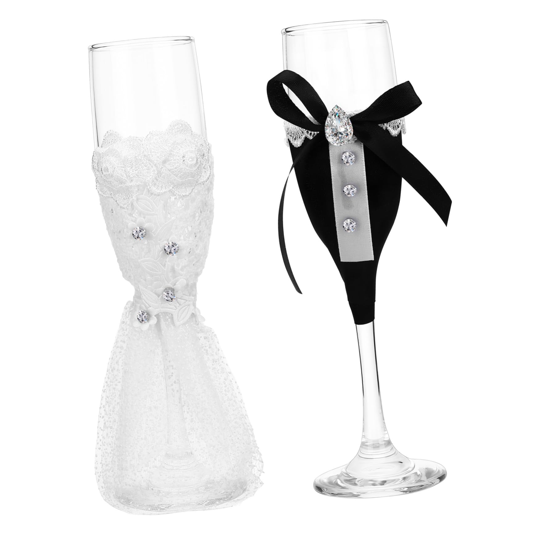 Alipis Copas de Brindis de Boda Novios, 1 Juego de Vidrio